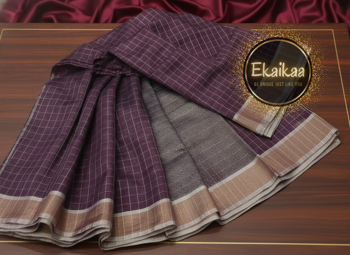 Check Saree - Image 2